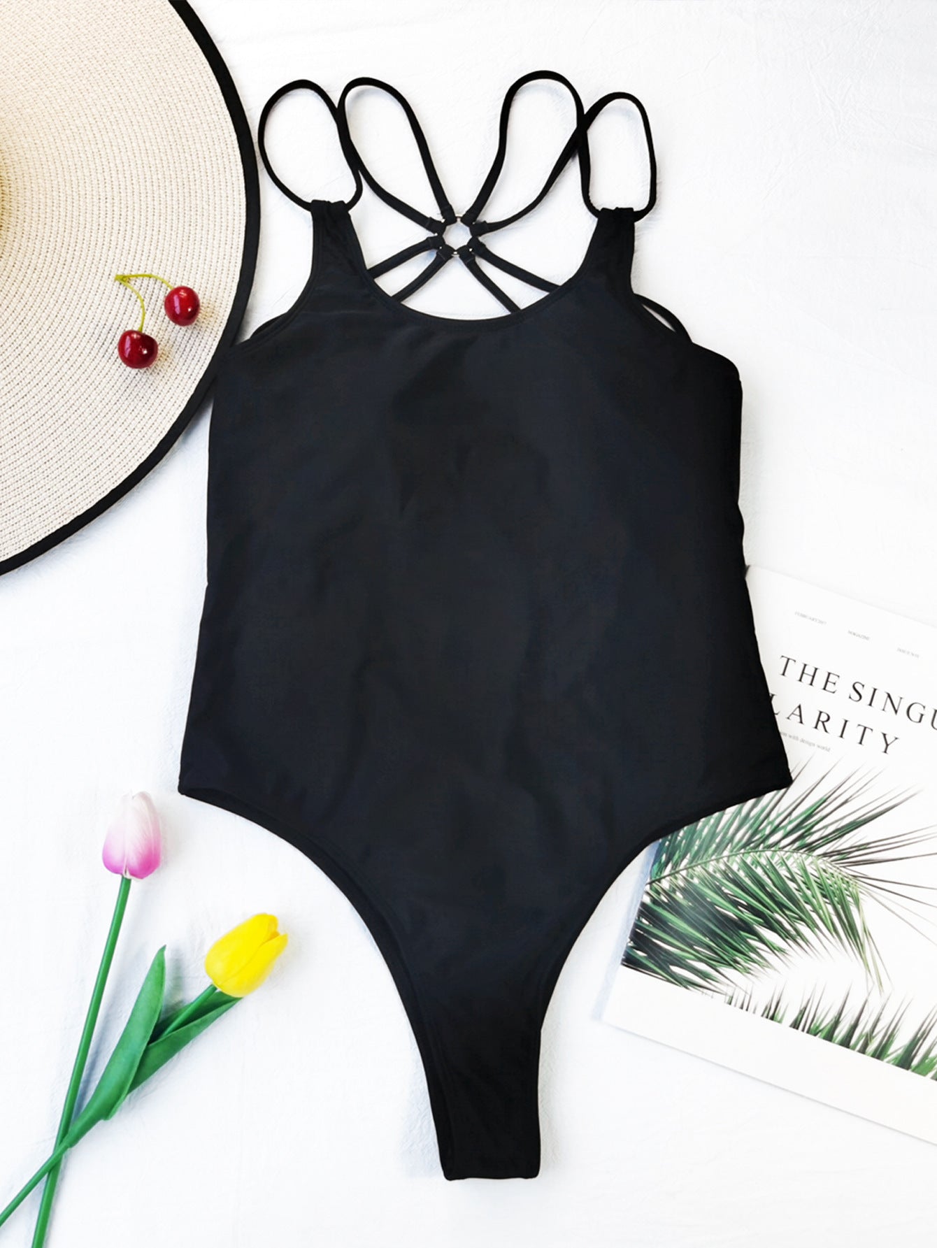 Women Summer Solid Color One Piece Swimsuit Sexy Bikini
