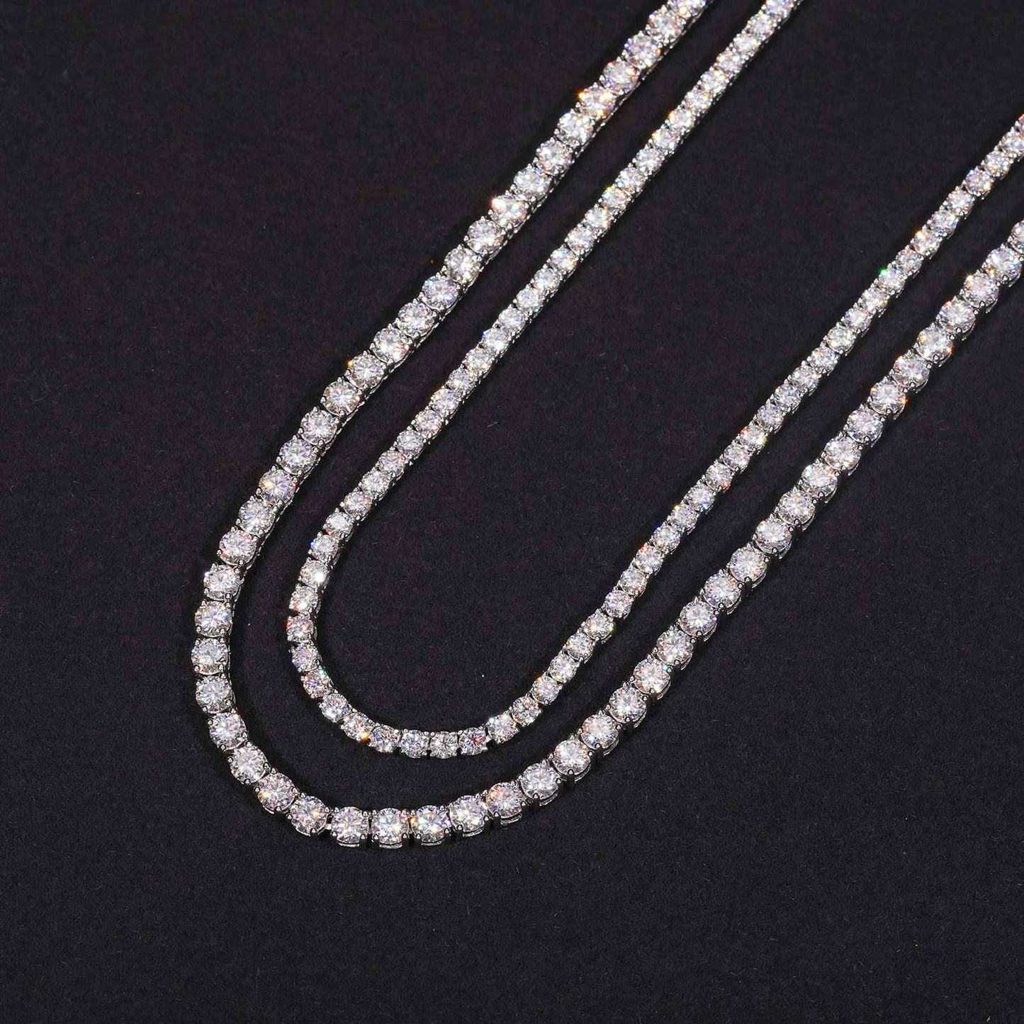 GC Éclat Tennis Necklace | 925 Silver VVS Moissanite Chain 4mm / 6mm