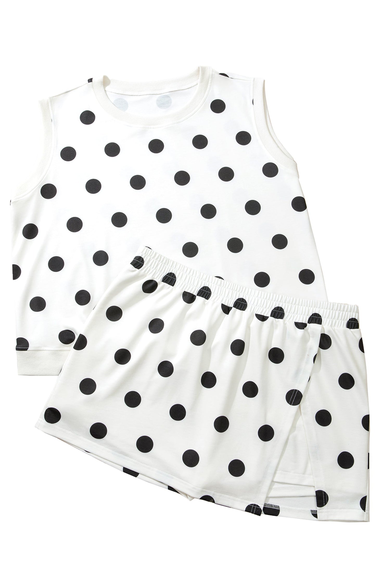 Plus Size Polka Dot Tank & Split Skort Set