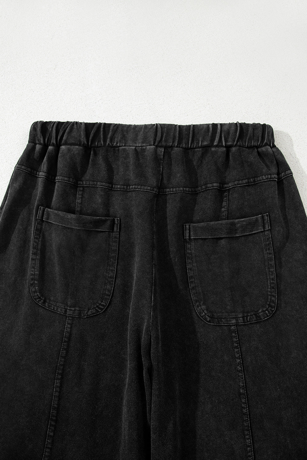 Hannah Mineral Wash Exposed Seam Wide Leg Cargo Pants - Black