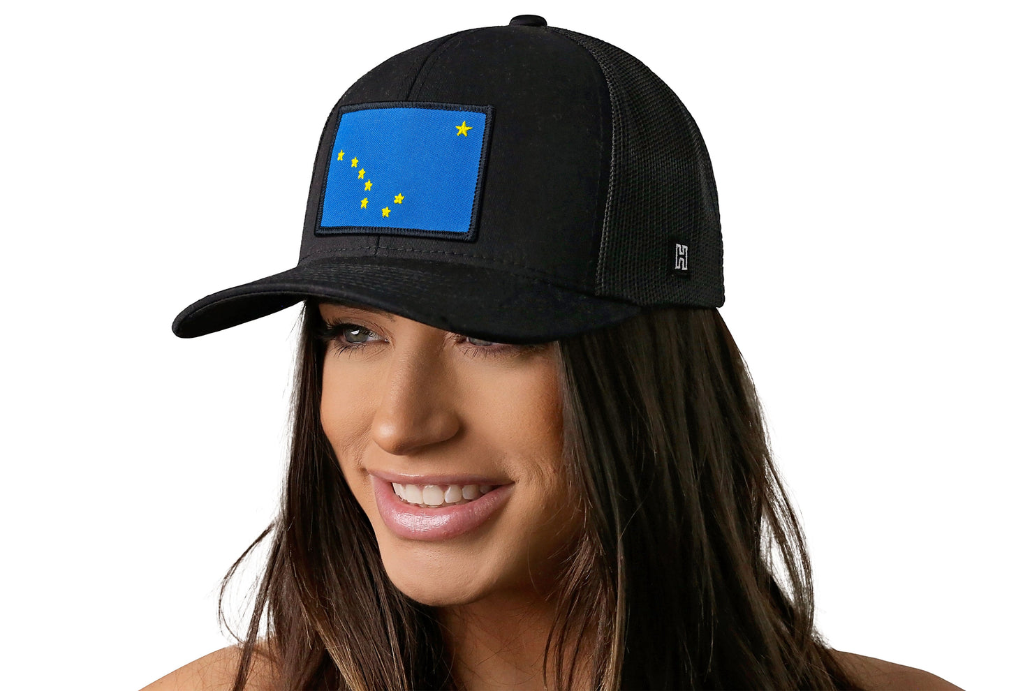Alaska Flag Trucker Hat | Black Alaska Flag Snapback