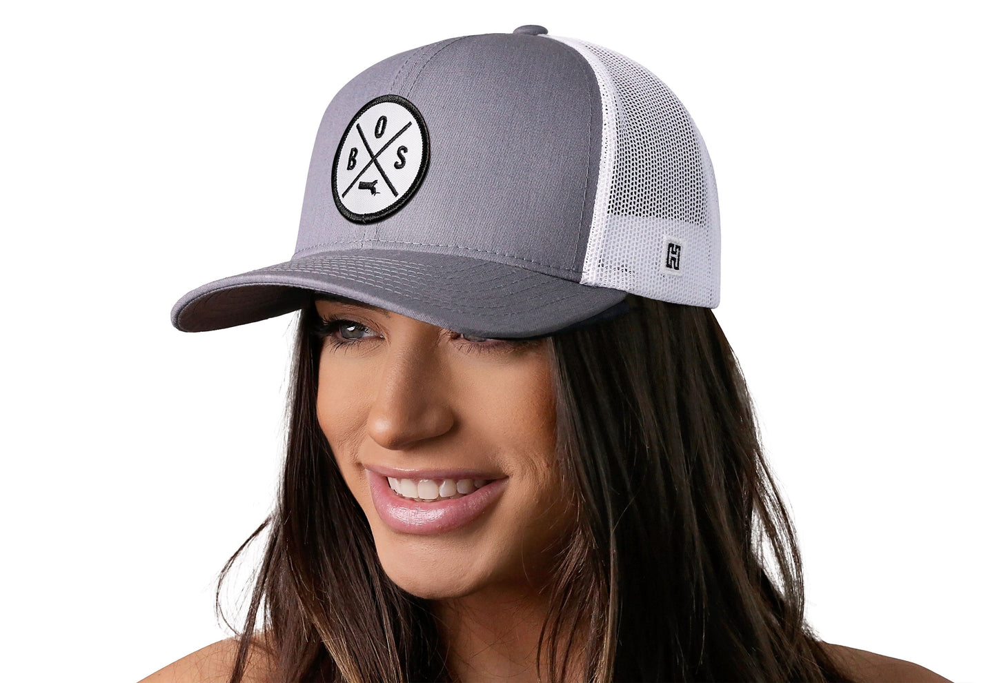 Boston Trucker Hat | Gray-White BOS X Snapback