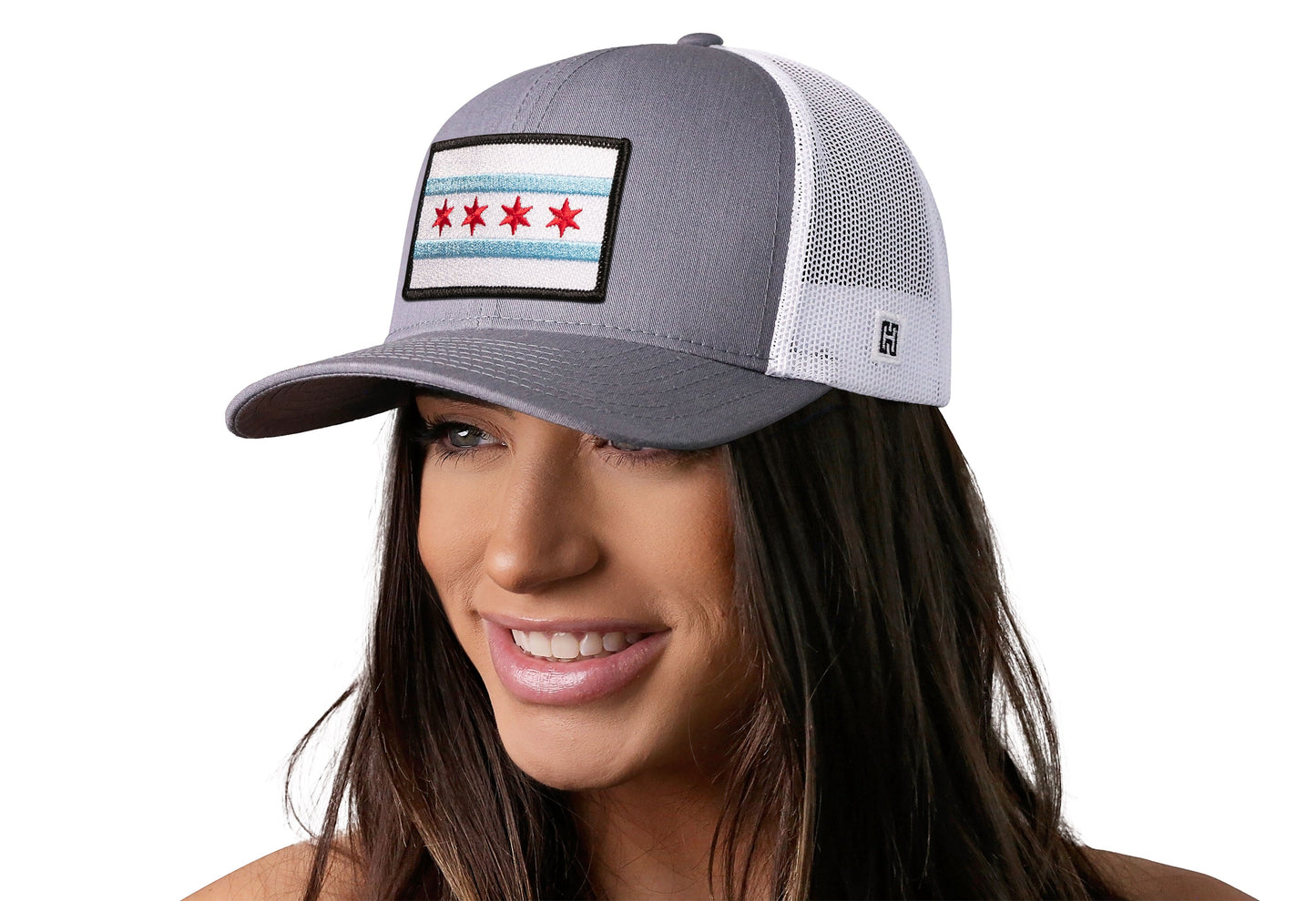 Chicago Flag Trucker Hat | Gray-White City Snapback
