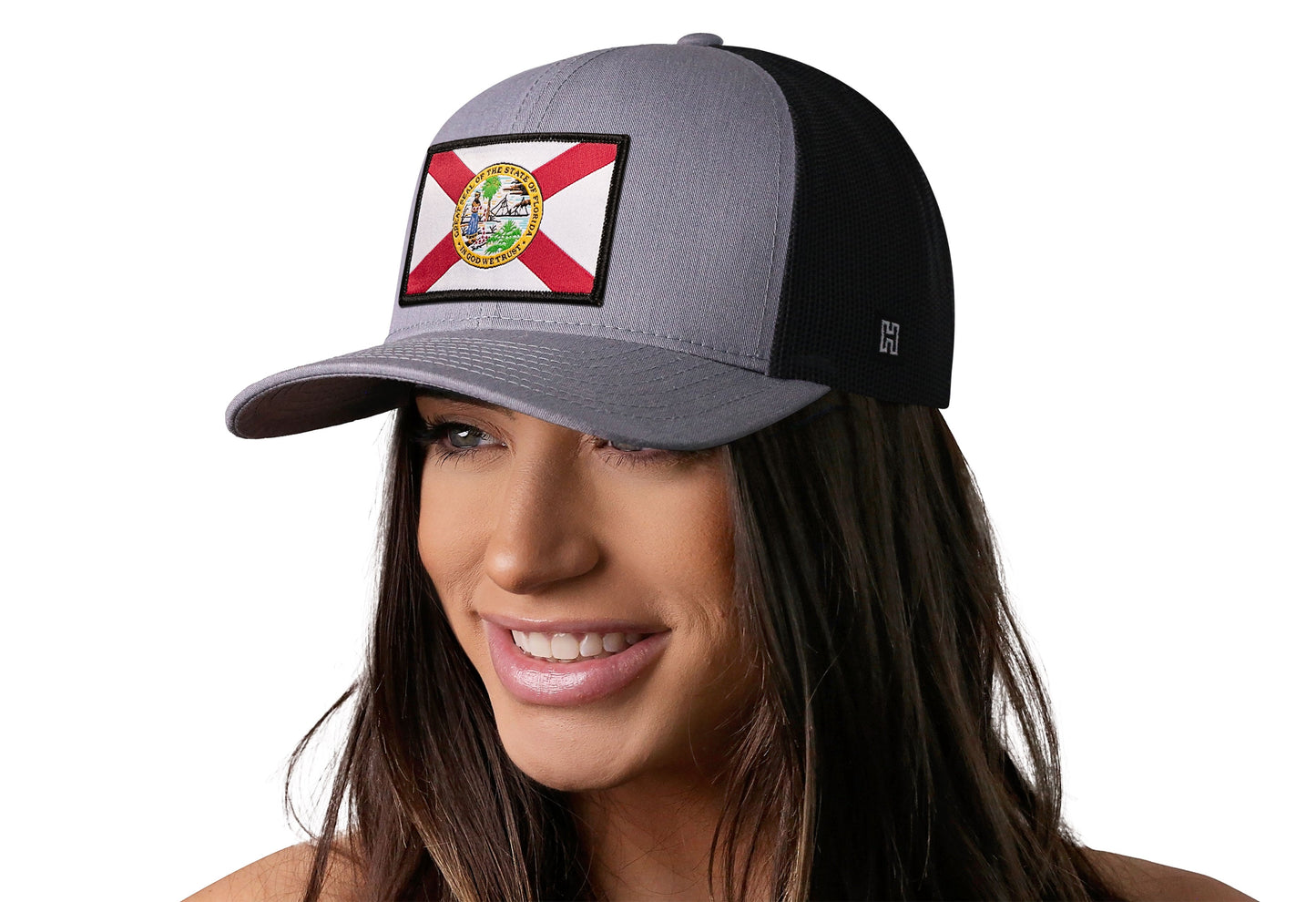 Florida Flag Trucker Hat | Gray-White FL Snapback