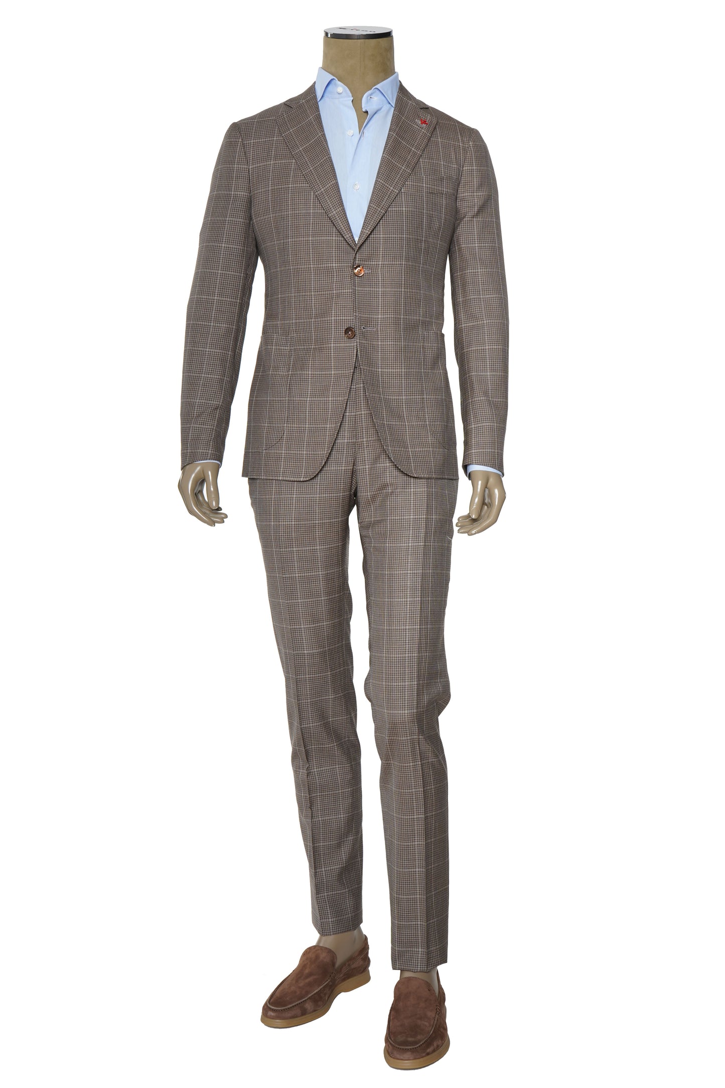 Isaia Windowpane Box Check Wool-Silk Suit