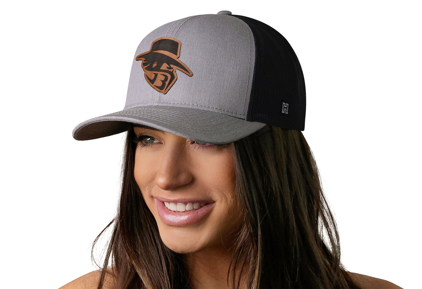 JBR Logo | Gray Black Poly Leather Snapback