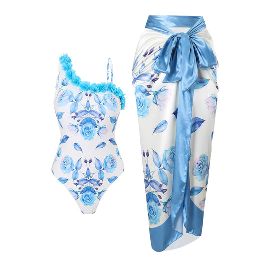 Bikini Conservative Swimwear Bohemian One Piece Printed Swimsuit Women