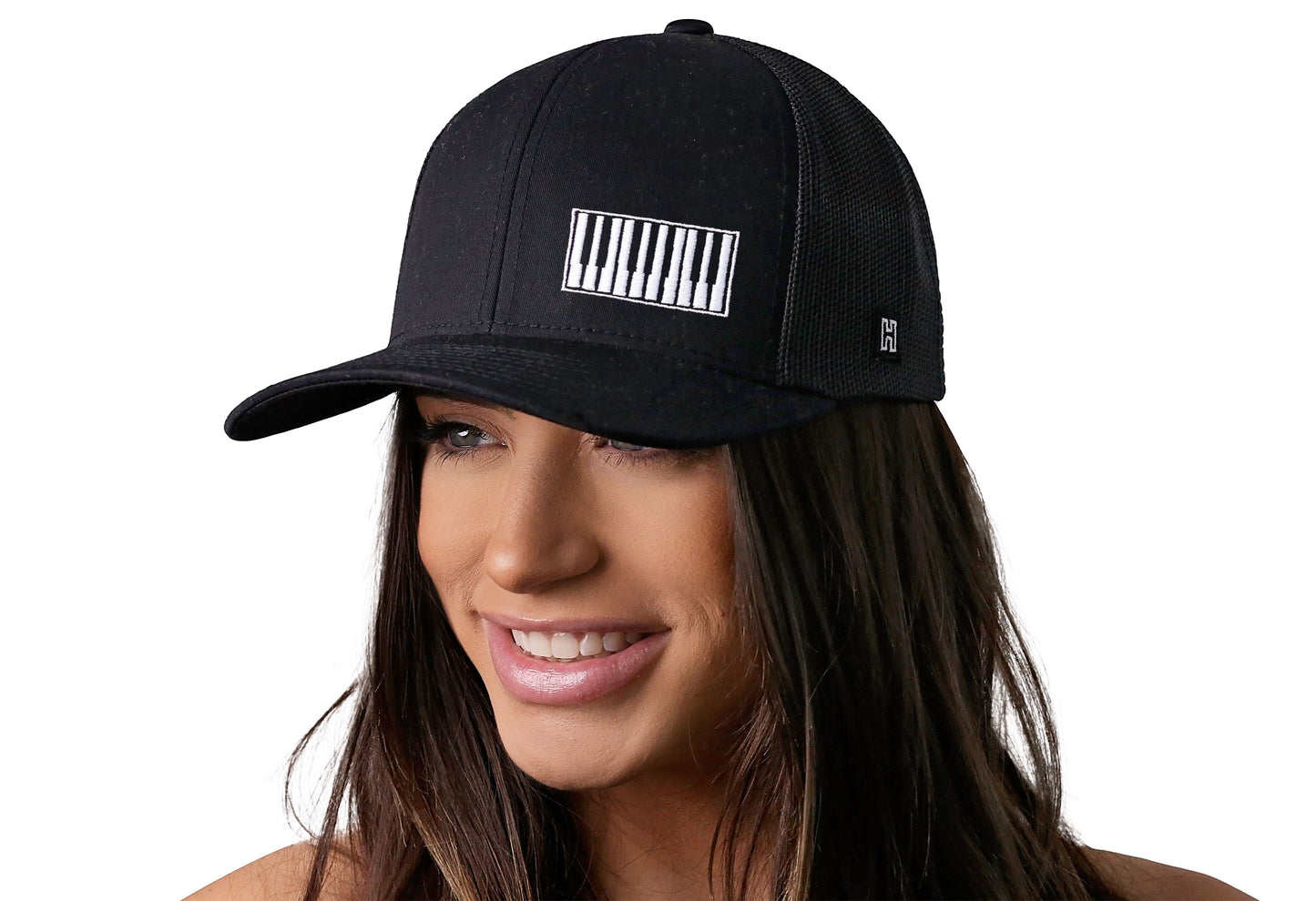 Piano Keys Trucker Hat | Black Piano Snapback
