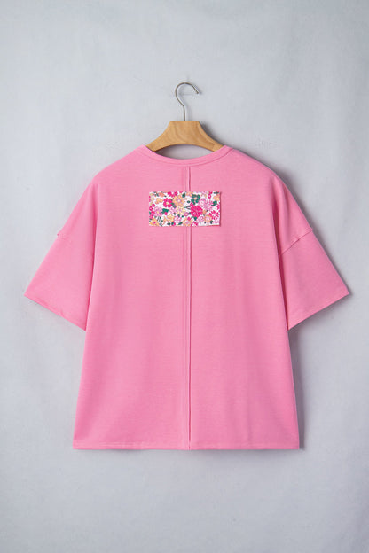 Floral Patchwork Raw Seam Oversize Tee