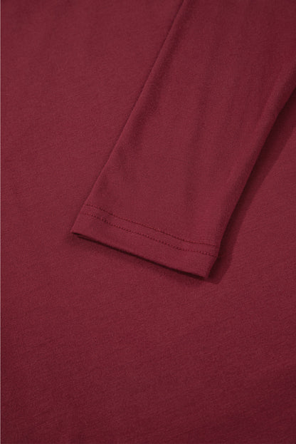 Lace Trim Ruched V-Neck Long Sleeve Top