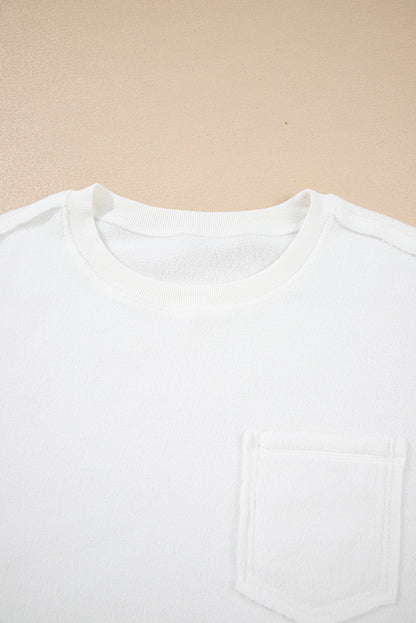 Solid Knit Reverse Seam Chest Pocket Sweatshirt