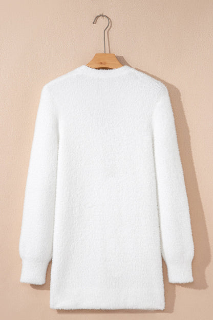 Solid Fuzzy Button-Front Cardigan
