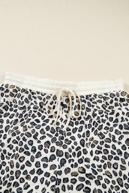 Plus Size Leopard Pullover and Shorts Set