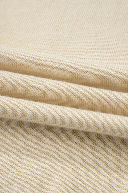 Solid Button-Front Rolled Hem Sweater Top