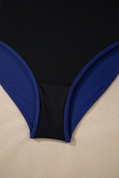 Colorblock Square Neckline One-Piece Swimsuit