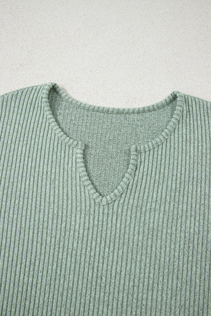 Ribbed Knit Long Sleeve Top and Leggings Set