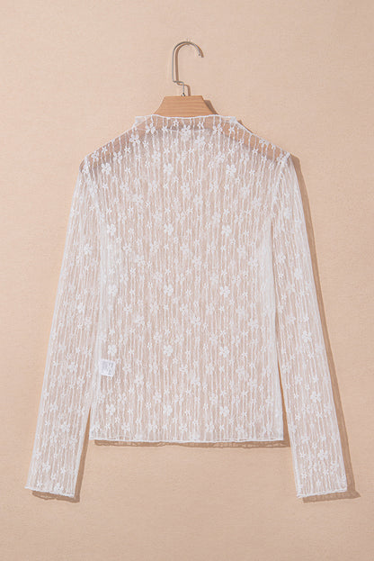 Floral Sheer Lace Long Sleeve Top