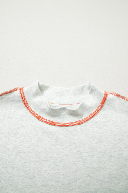 Reversible Contrast Stitching Mock Neck T-Shirt