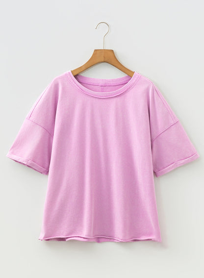 Mineral Wash Drop Shoulder Raw Edge Tee