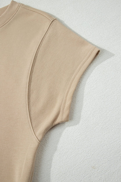 Solid Tee & Wide Leg Raw Hem Pants Set