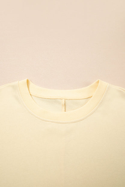 Solid Faux Layered Patchwork Crewneck Sweatshirt