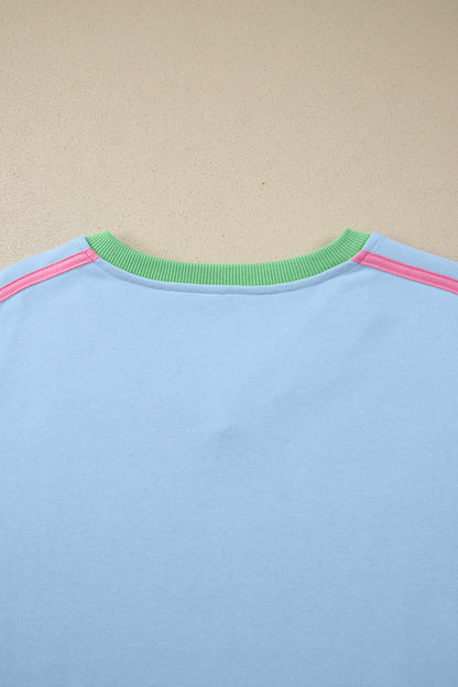 Colorblock Ribbed V-Neck & Skort Athleisure Set