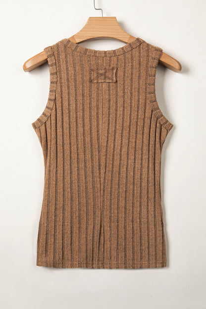 Solid Mineral Wash Ribbed Tank Top