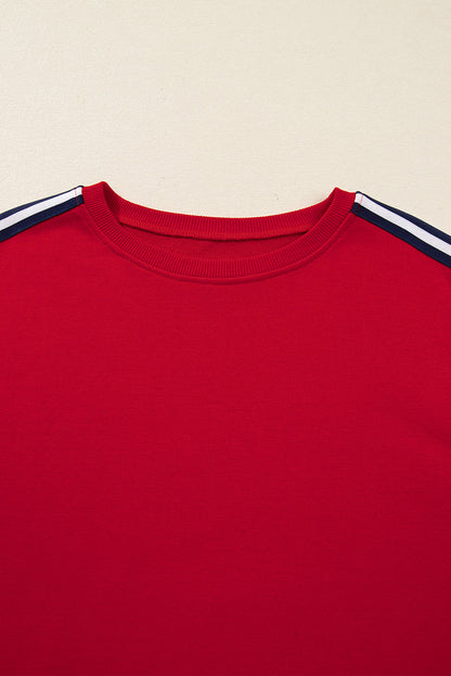 Varsity Stripe Contrast Ribbed Trim Sweatshirt