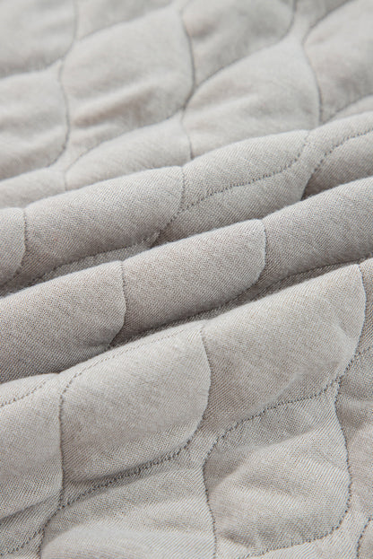 Plus Size Solid Quilted Quarter Zip Hoodie
