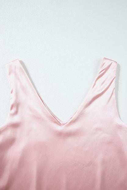 Solid Deep V-Neck Loose Tank Top