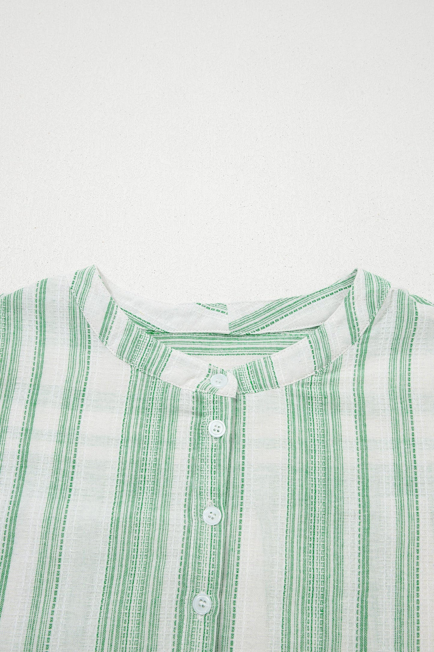 Stripe Half Buttoned Short Sleeve Blouse