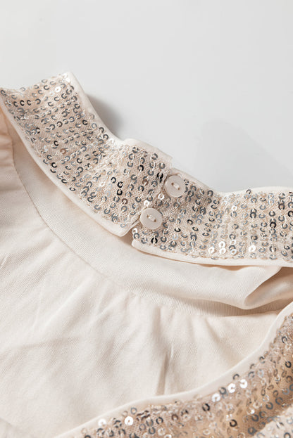 Solid Sequin Backless Bell Sleeve Top