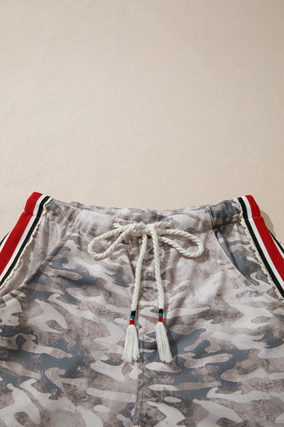 Camo Stripe Side Patchwork Drawstring Pants