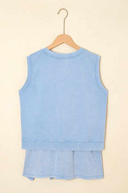 Mineral Wash Tank Top and Lined Split Skirt Set
