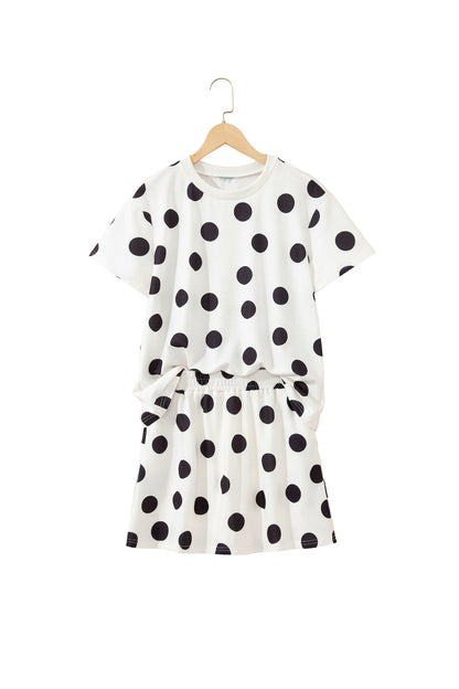 Polka Dot Short Sleeve Top & Mini Skort Set