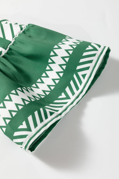 Boho Geometric Stripe Half Buttoned Dress