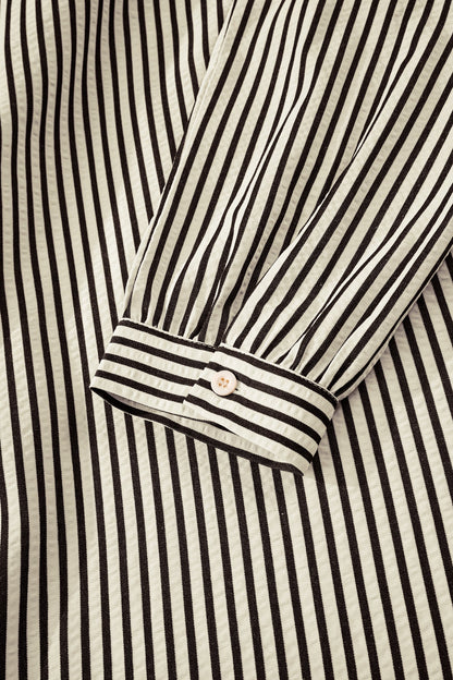 Stripe V-Neck Zip Front Midi Dress