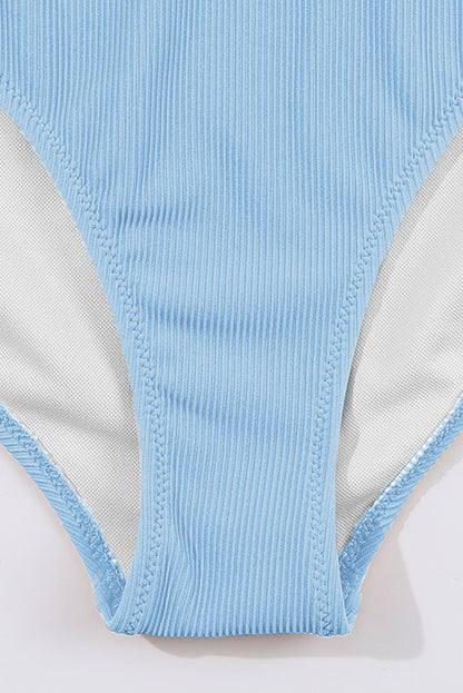 Ribbed Contrast Trim Spaghetti Strap Bikini Set
