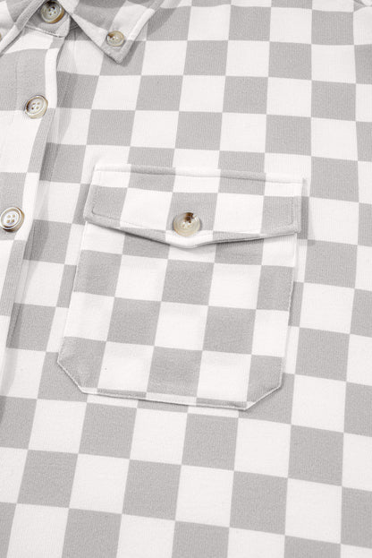 Plus Size Checker Button-Up Western Jacket