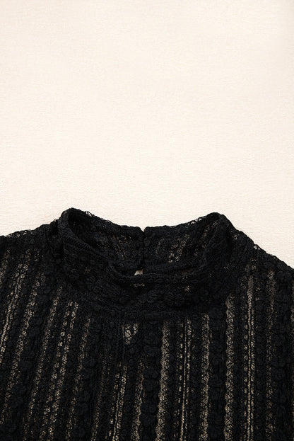 Lace Patchwork Flounce Sleeve Top