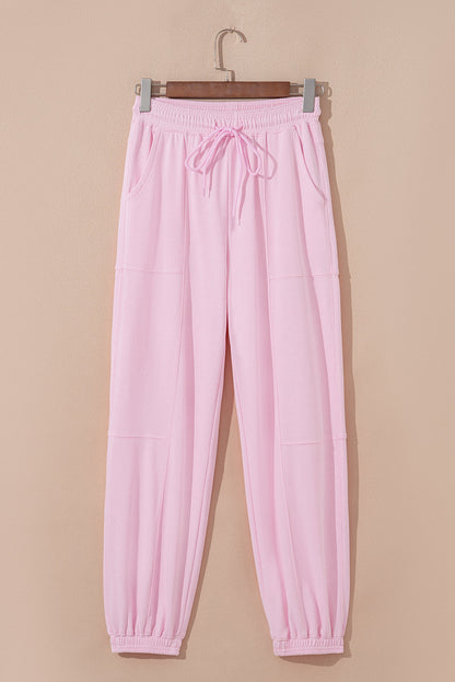 Solid Drawstring Elastic Waist Jogger Pants