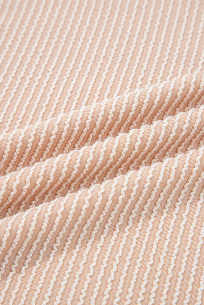 Solid Corded Knit Long Sleeve Top