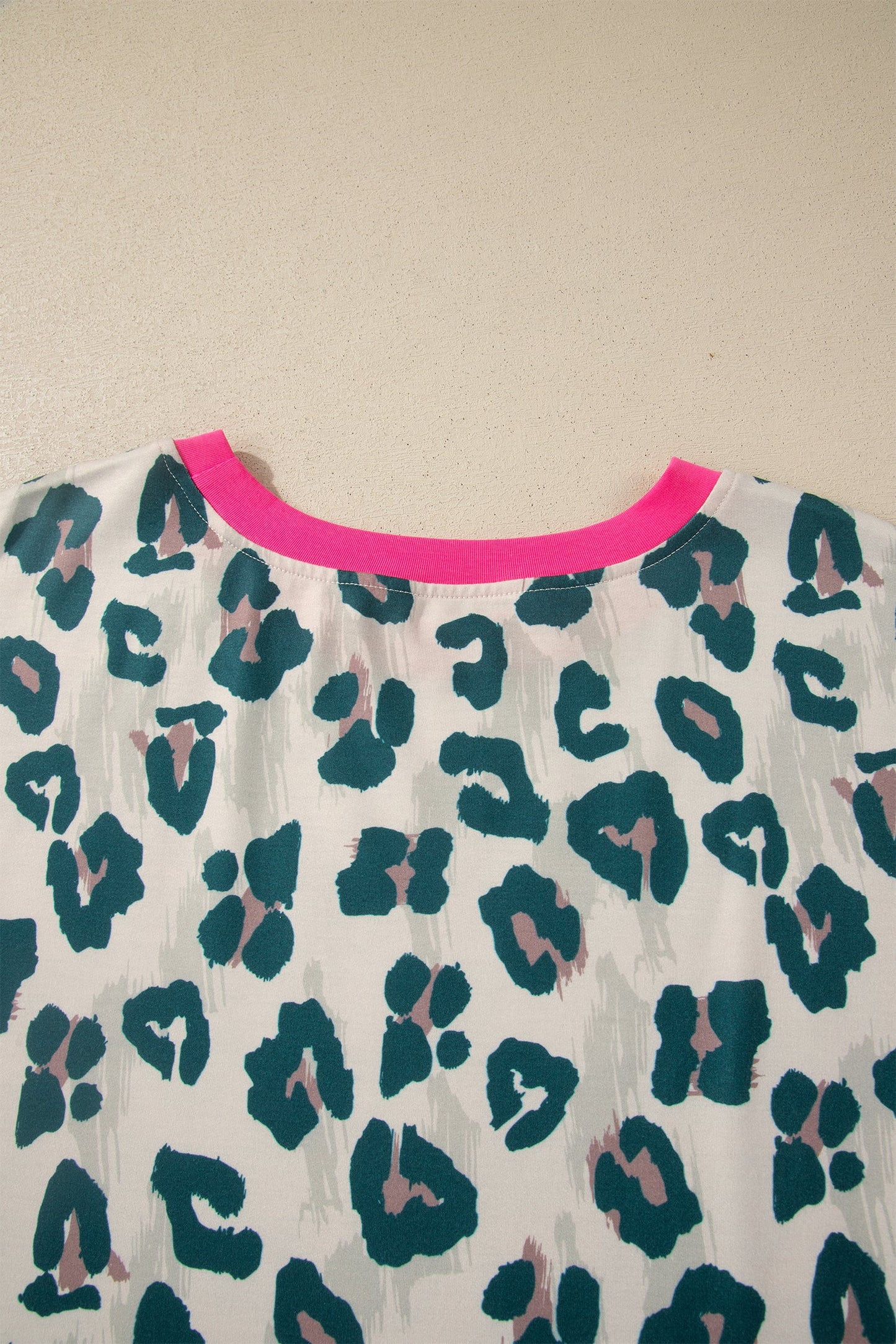 Plus Size Leopard Colorblock Top & High Waist Shorts