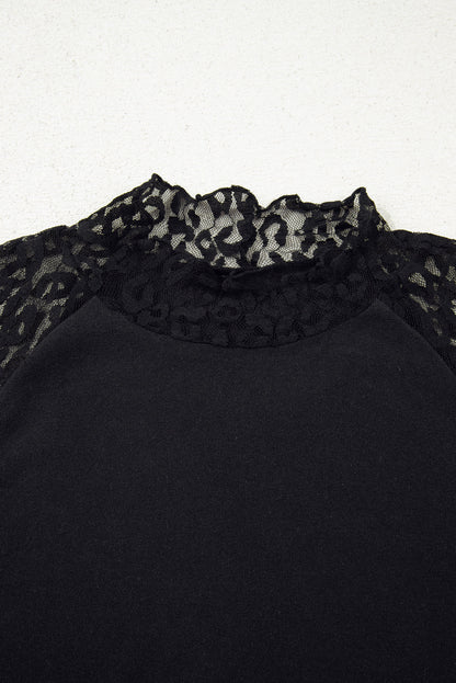 Leopard Mesh Patchwork Long Sleeve Top