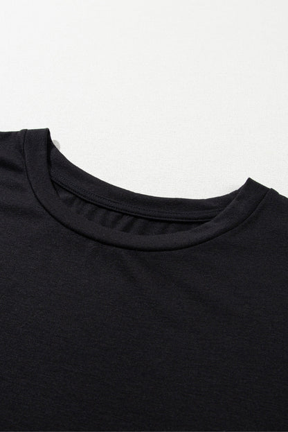 Plus Size Solid Rolled Short Sleeve T-Shirt