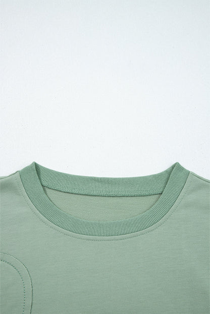 Flower Patchwork Raw Edge Drop Shoulder Top