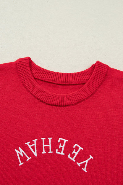Western YEEHAW Embroidered Short Sleeve Sweater