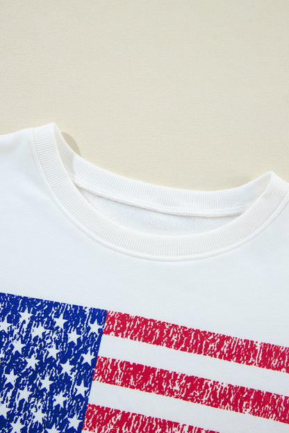 USA Flag Drop Shoulder Graphic Sweatshirt