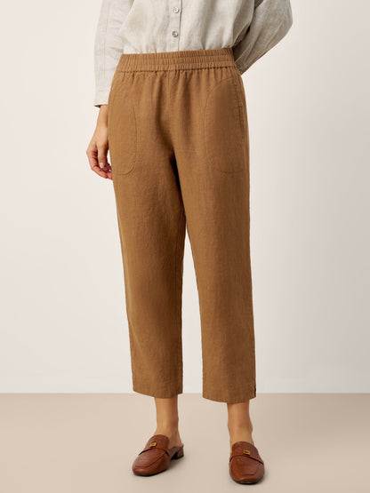 100% Linen Elasticated Waist Ankle Pants GWEN