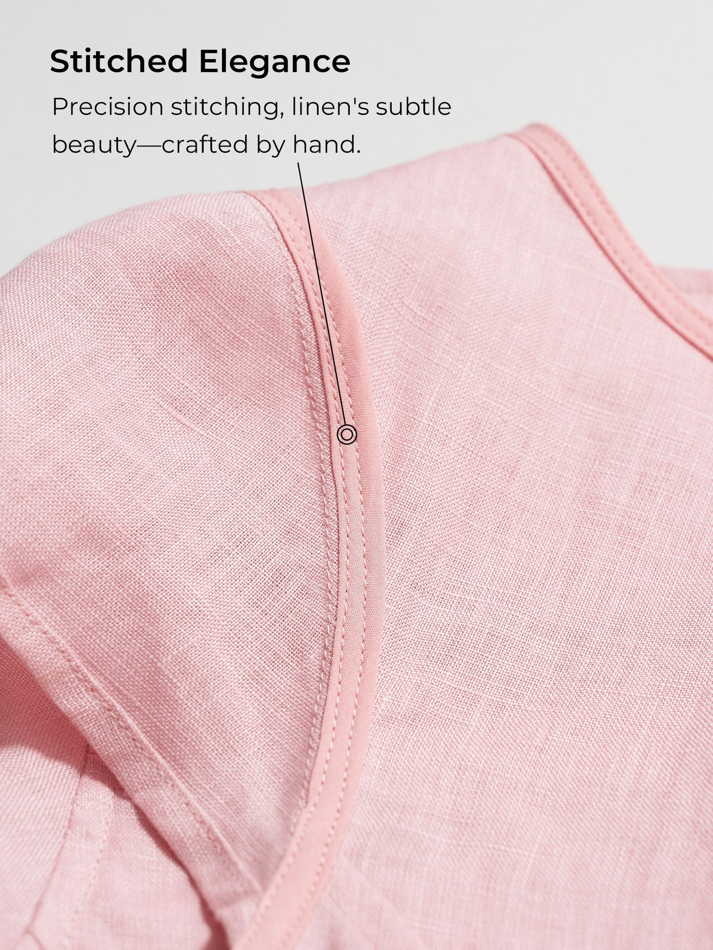 100% Linen Shell Button Pleated Crew Neck Top RENA